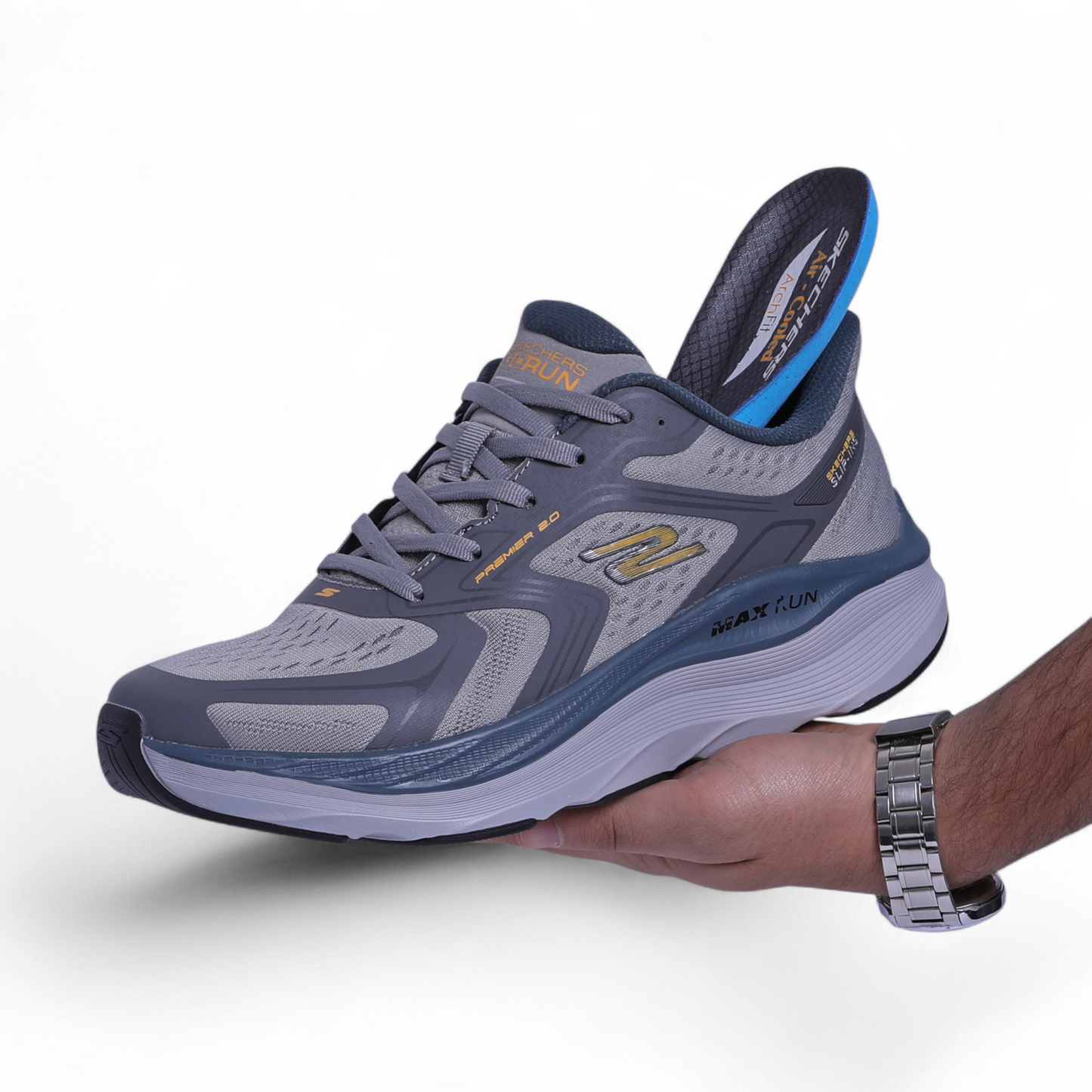 Skechers GO RUN Max Slip‑In – Comfort Meets Performance - DK - in Grey