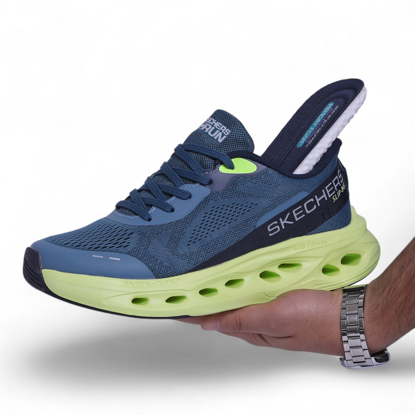 Skechers MAX CUSHIONING GLIDE-STEP – Smooth Comfort & Everyday Performance - EB - in Blue