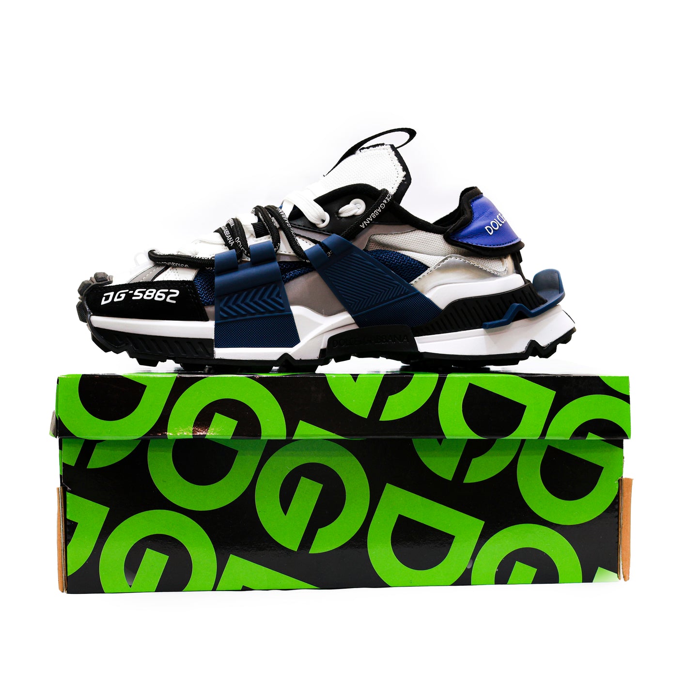 Men’s Dolce & Gabbana Low Top Space Lace Up Sneakers DG - in white×blue