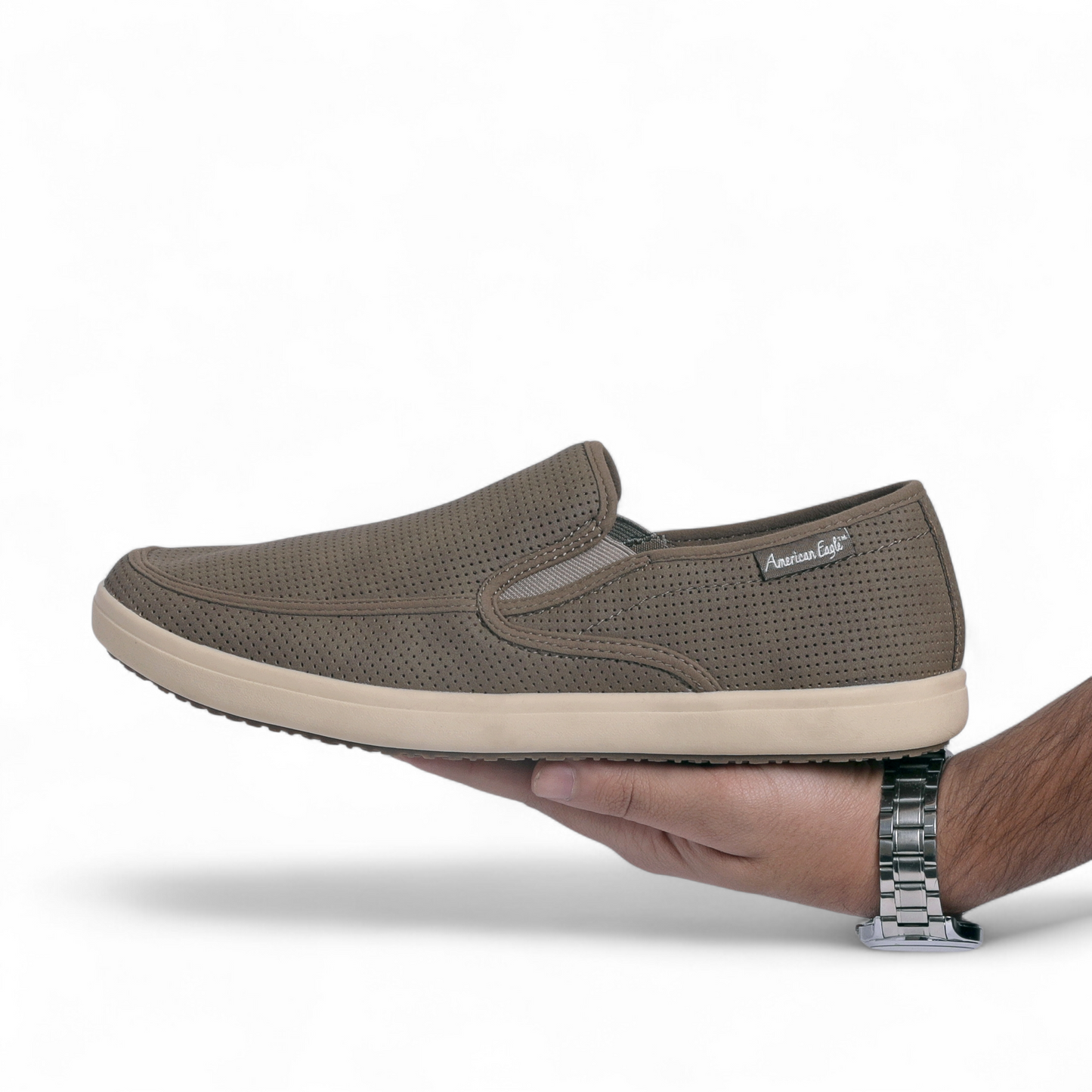 Men’s Perforated Slip-On Casual Shoes – Lightweight & Everyday Comfort - IN - in Brown