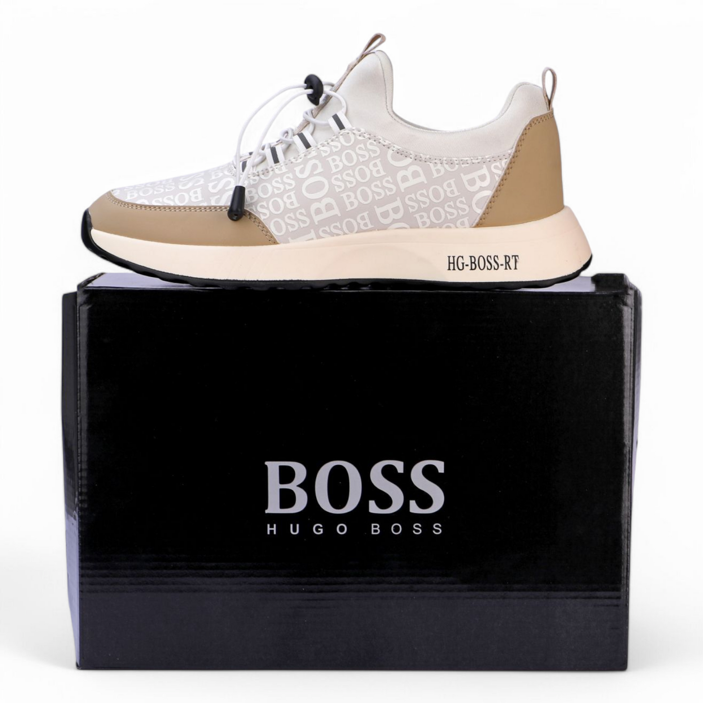 Boss men's casual sneakers KL - in white×beige