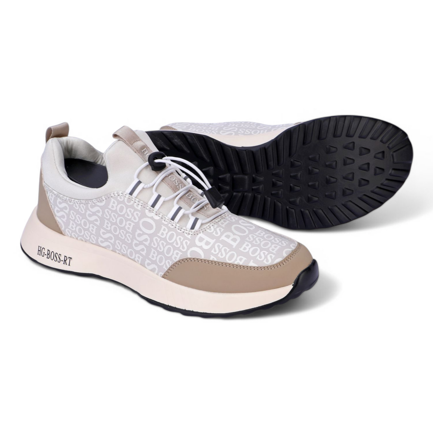 Boss men's casual sneakers KL - in white×beige