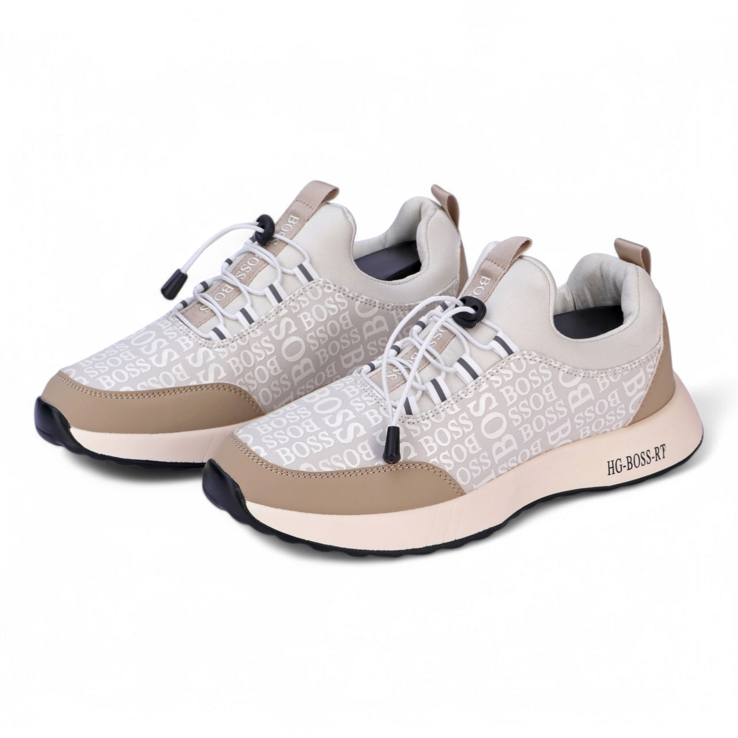Boss men's casual sneakers KL - in white×beige