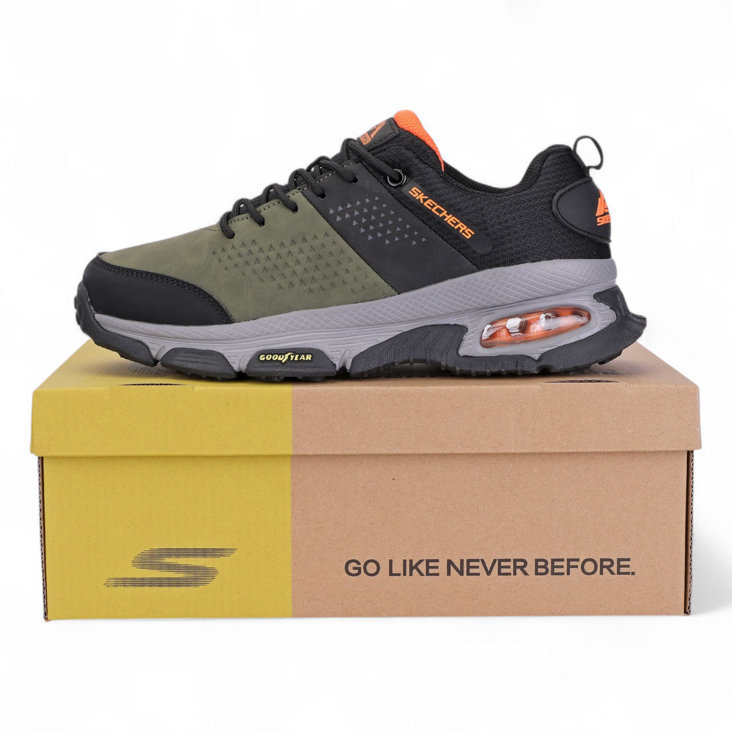 Skechers Men Solid Goodyear Sole Lace-Up shoes HE - in Black×green