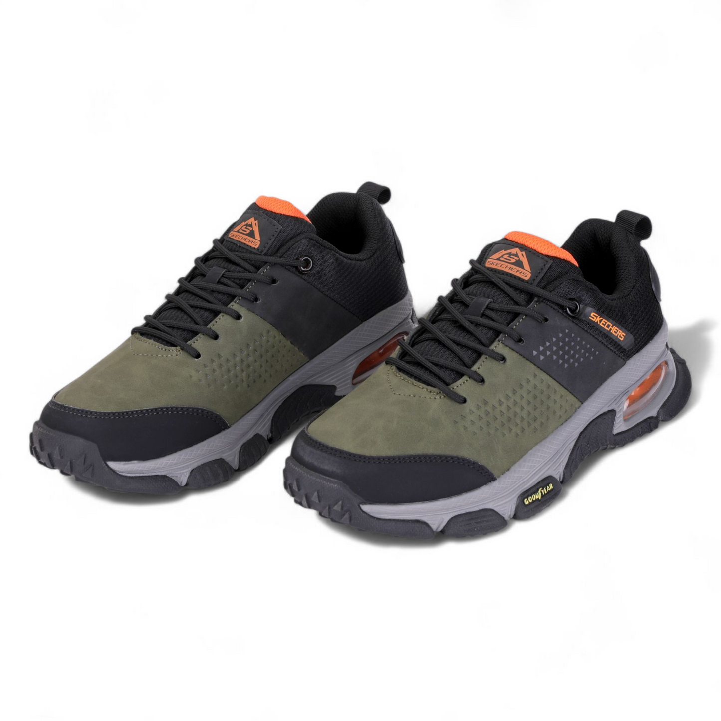 Skechers Men Solid Goodyear Sole Lace-Up shoes HE - in Black×green
