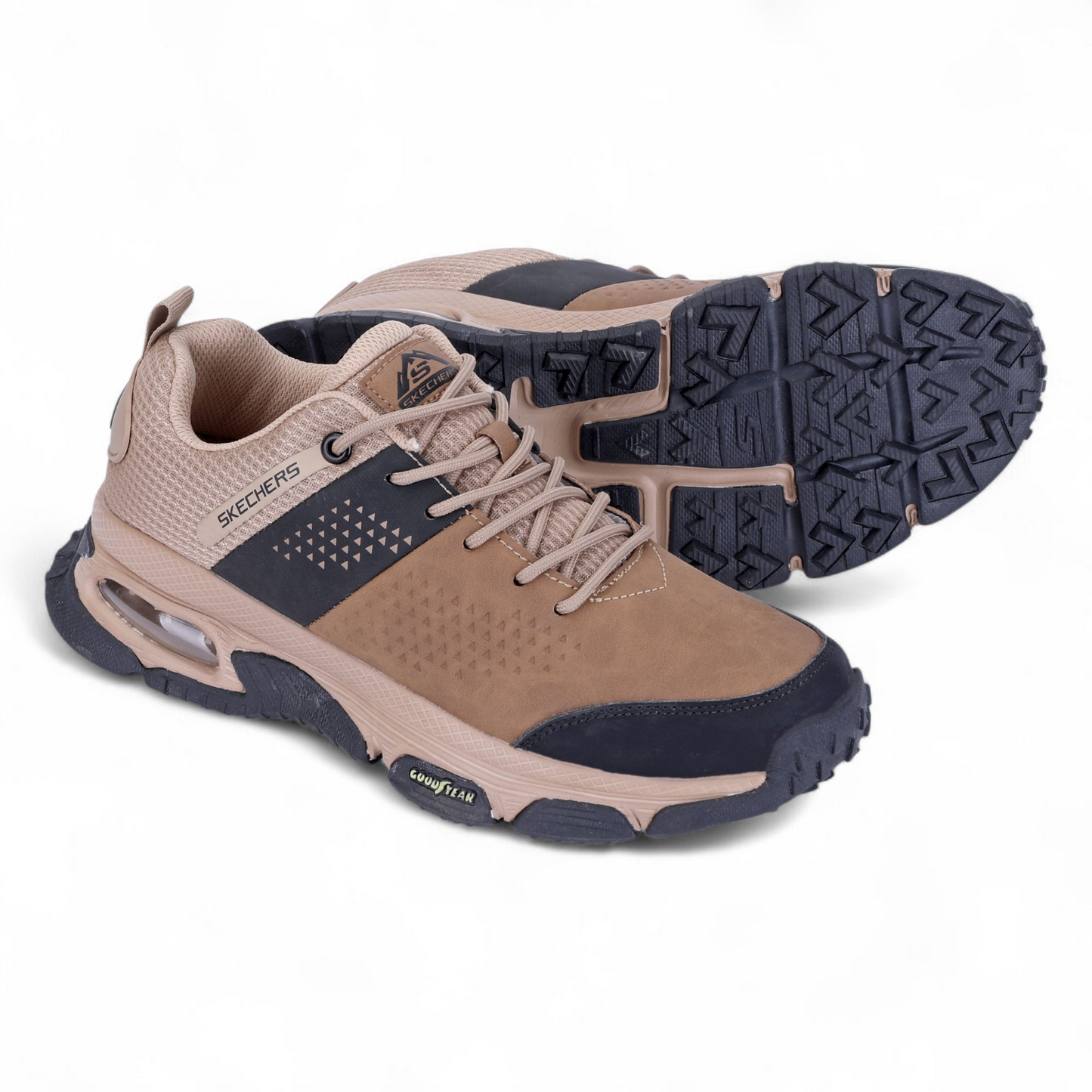 Skechers Men Solid Goodyear Sole Lace-Up shoes HE - in Beige