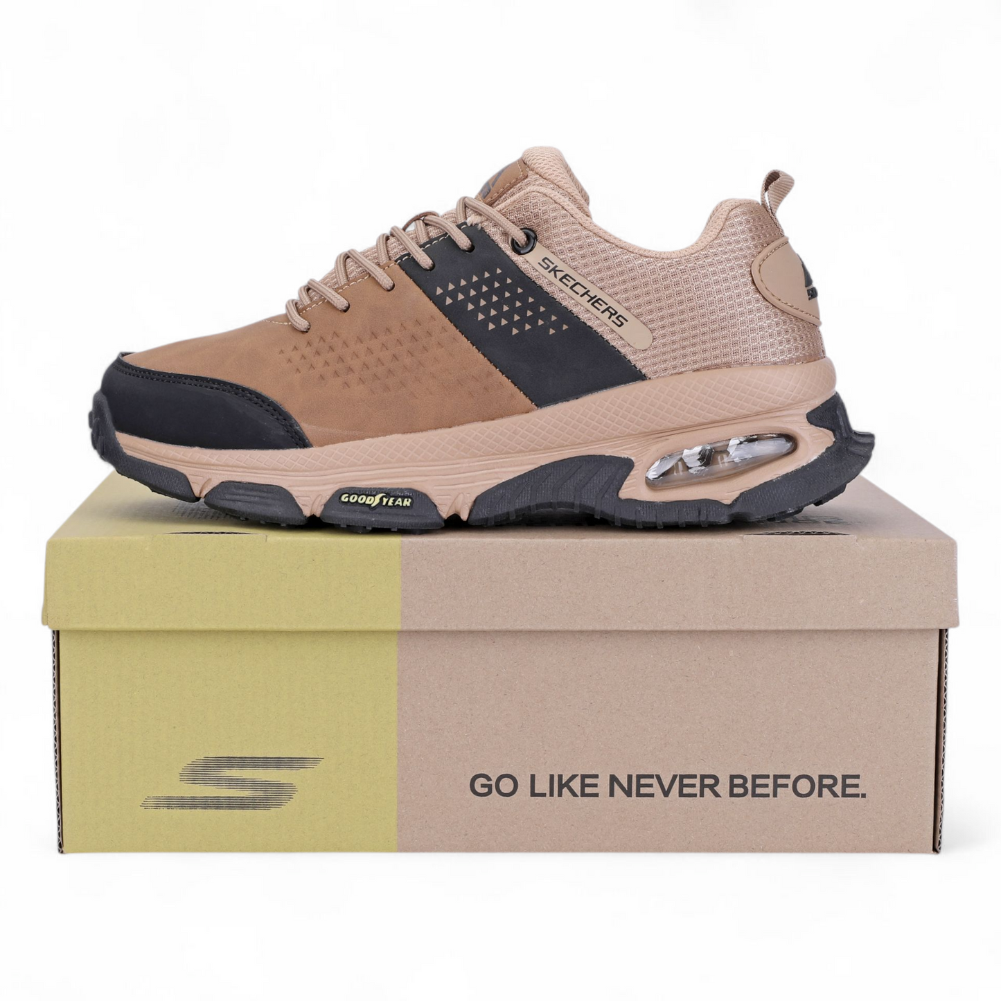 Skechers Men Solid Goodyear Sole Lace-Up shoes HE - in Beige
