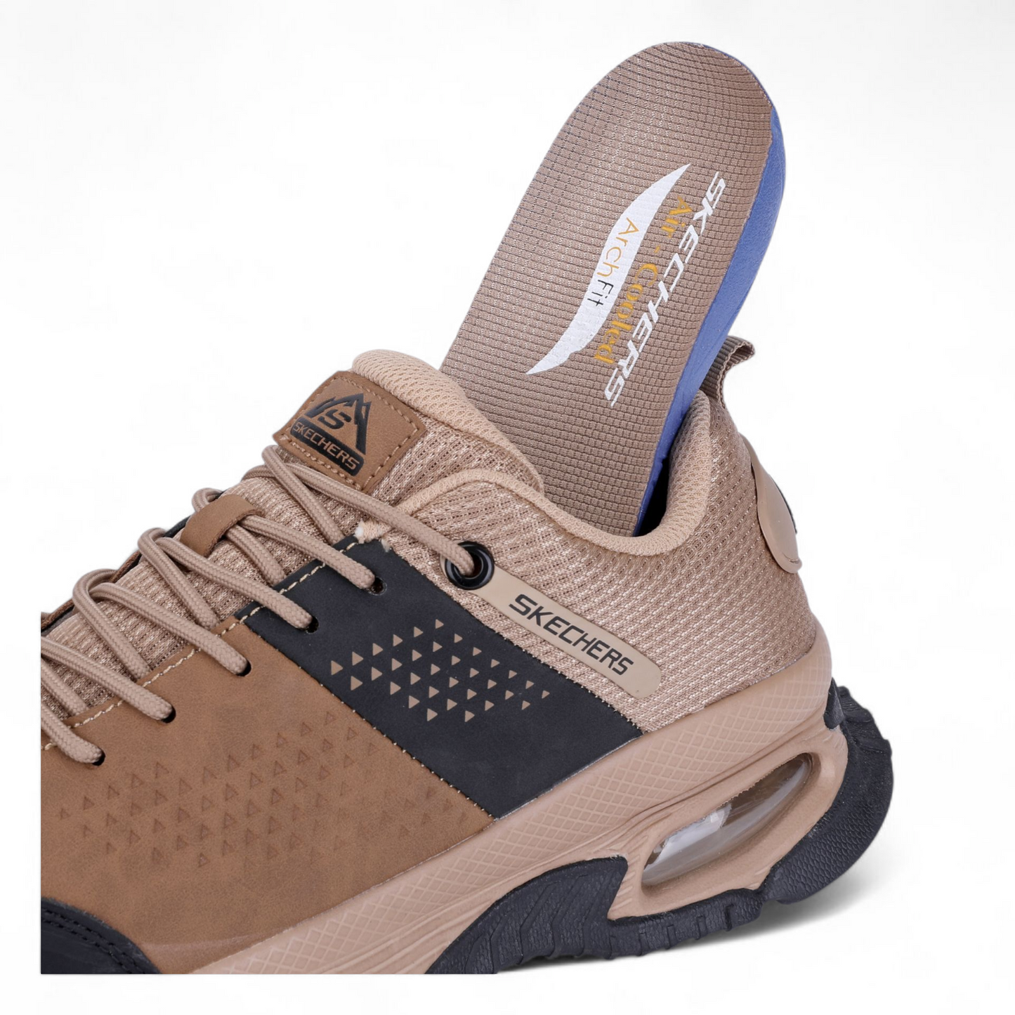 Skechers Men Solid Goodyear Sole Lace-Up shoes HE - in Beige