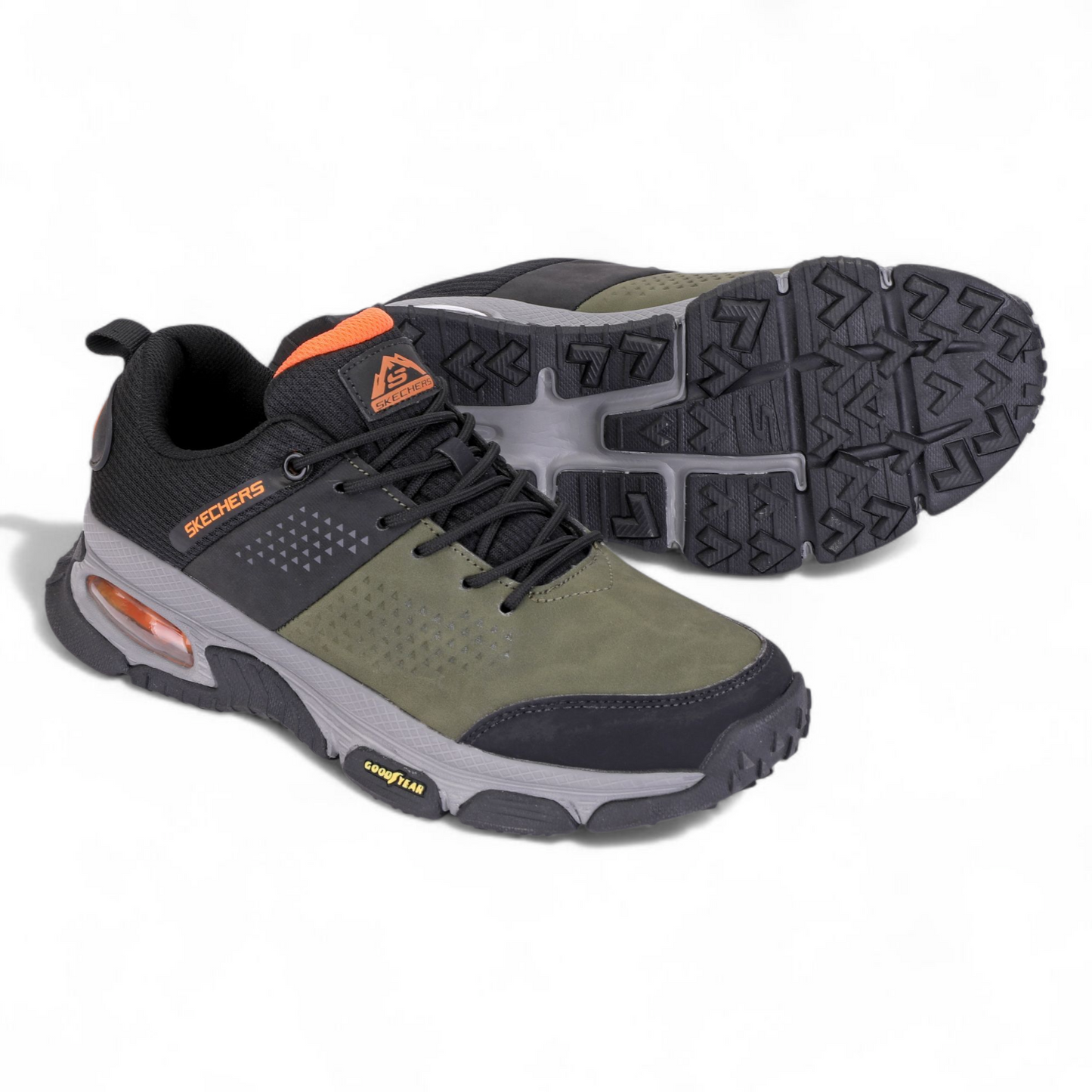 Skechers Men Solid Goodyear Sole Lace-Up shoes HE - in Black×green