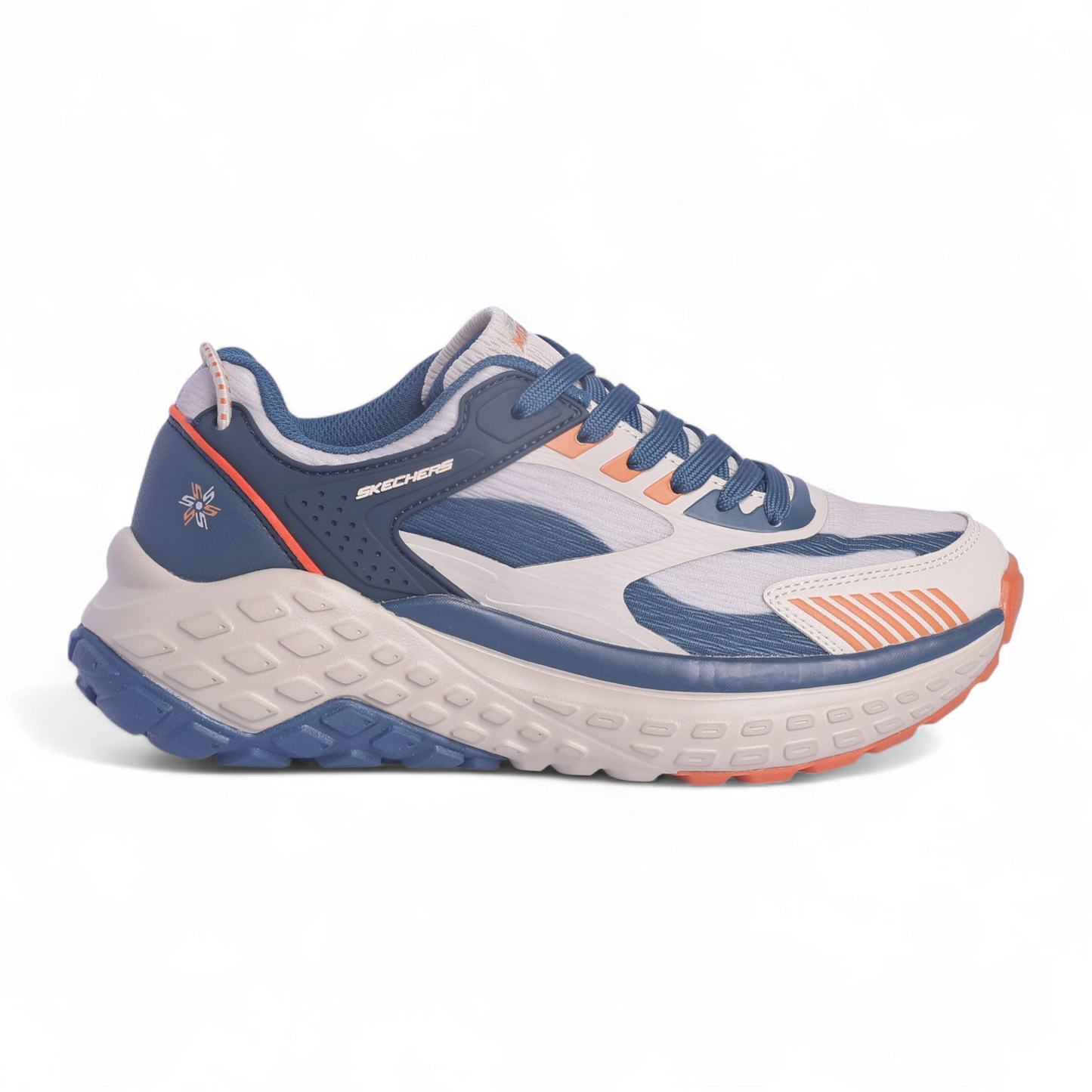 Skechers Mens Monster EVO Natural Multi color Casual Lace Up Shoe VO - in Beige×blue