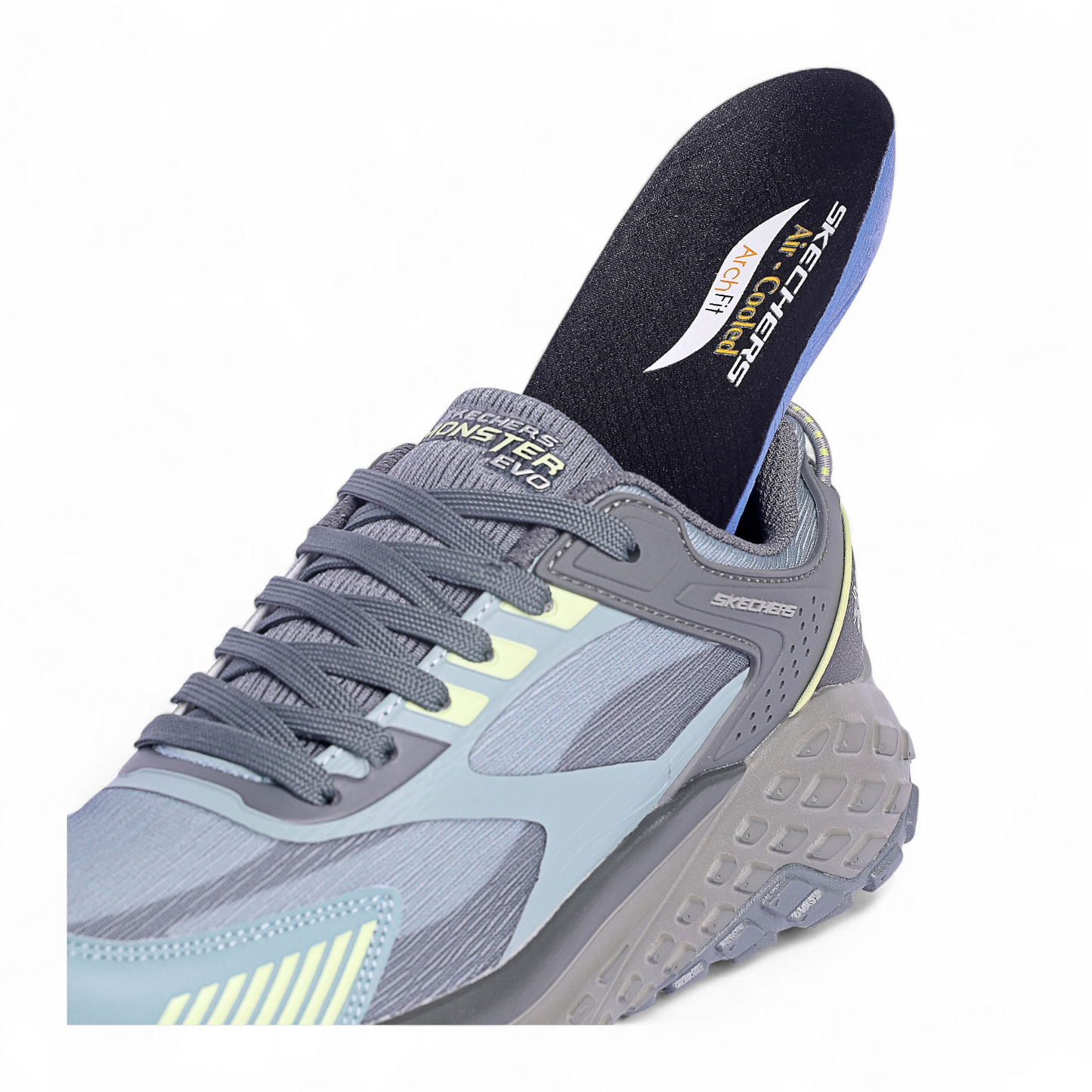 Skechers Mens Monster EVO Natural Multi color Casual Lace Up Shoe VO - in Gray