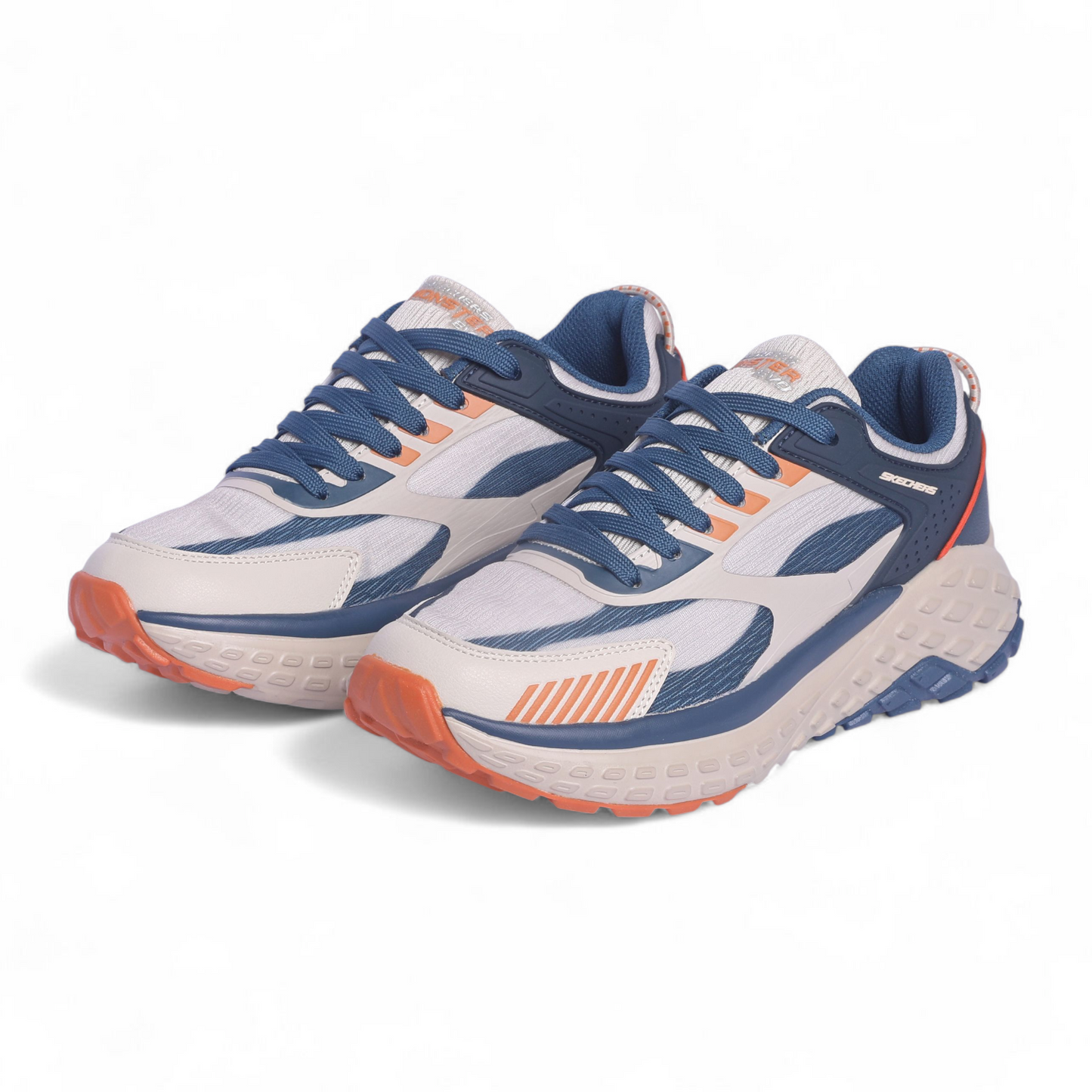 Skechers Mens Monster EVO Natural Multi color Casual Lace Up Shoe VO - in Beige×blue