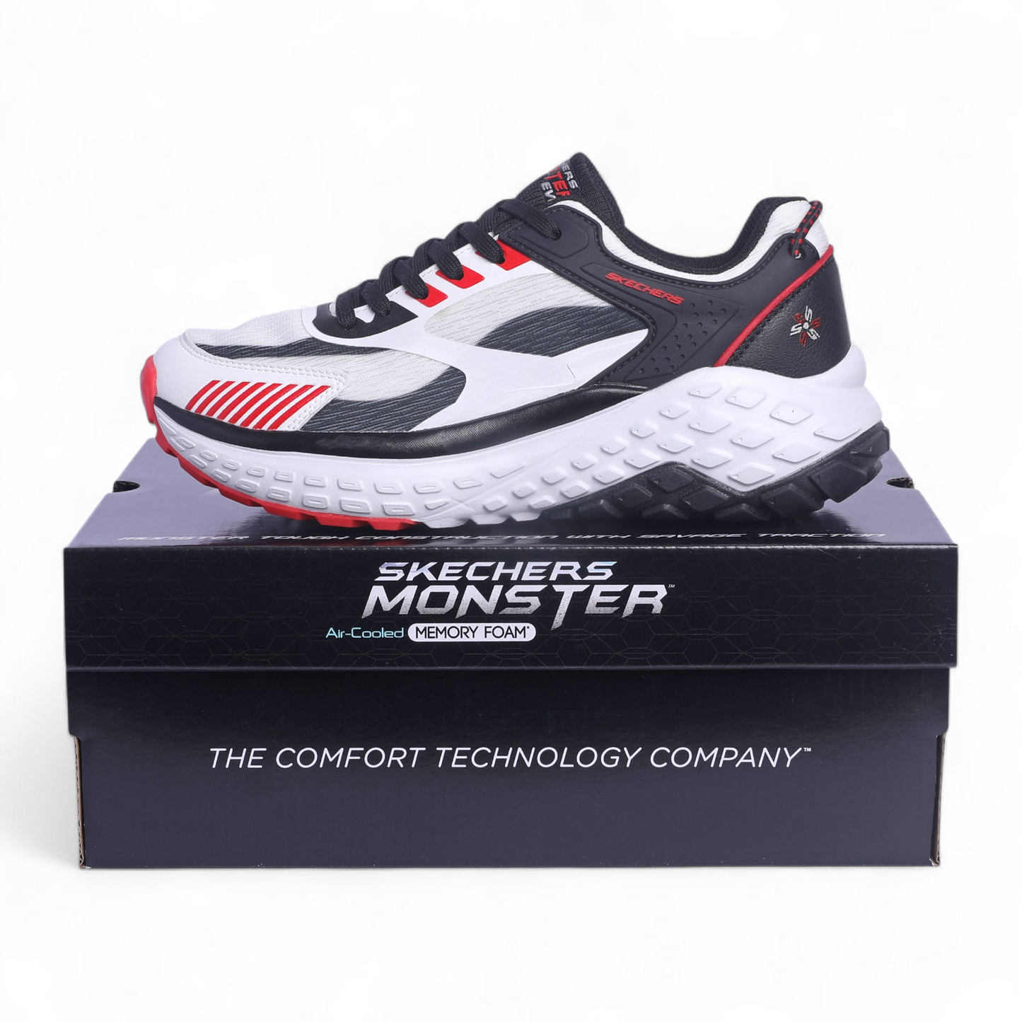 Skechers Mens Monster EVO Natural Multi color Casual Lace Up Shoe VO - in White
