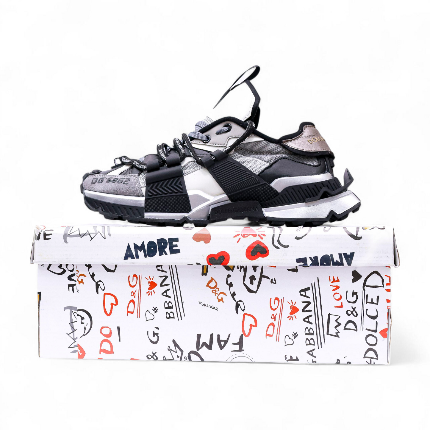 Men’s Dolce & Gabbana Low Top Space Lace Up Sneakers DG - in Gray