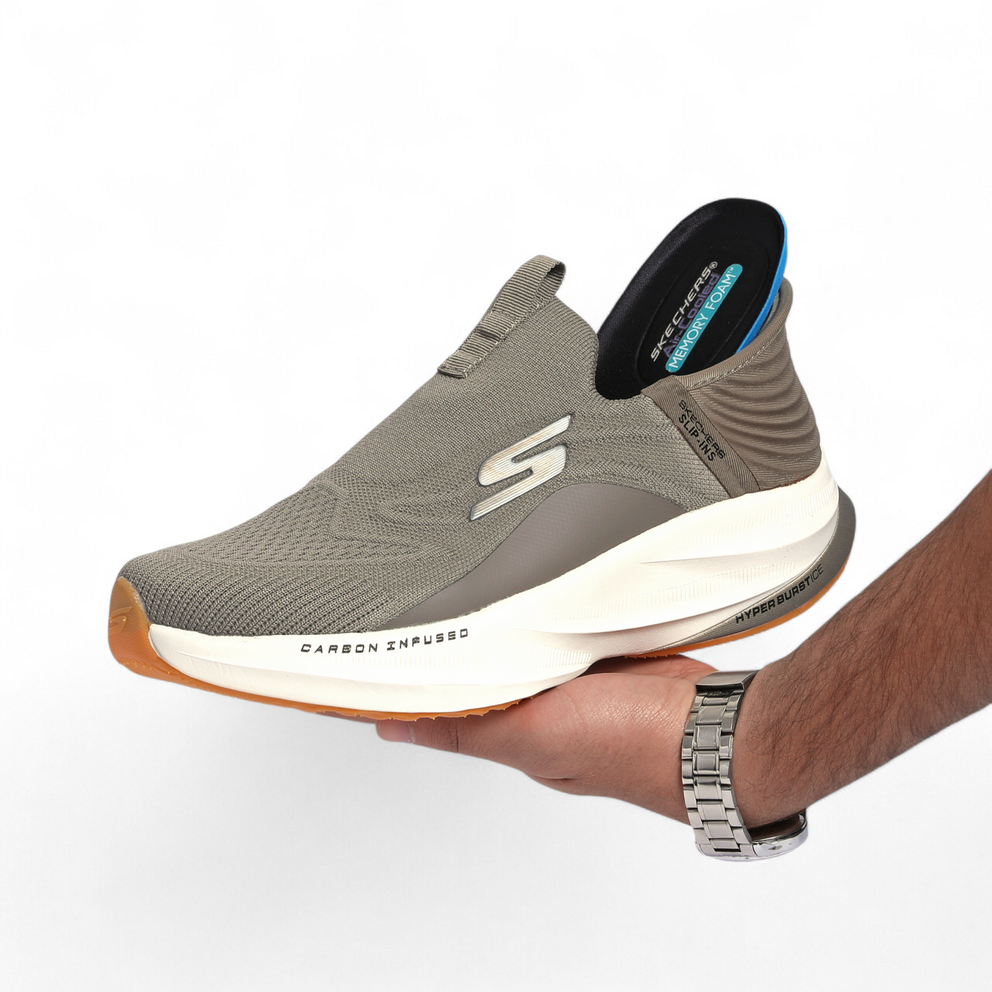 Skechers Slip-Ins – Hyper Burst • Carbon Infused • Goodyear HyperArc Comfort - S4 - in Beige