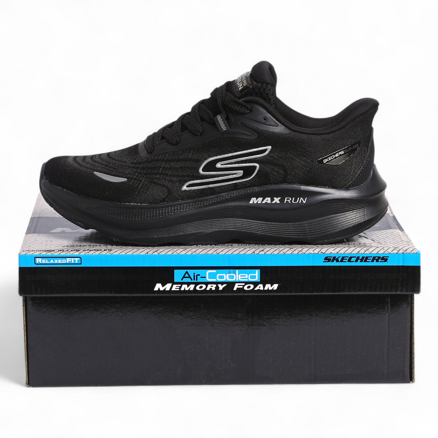 SKECHERS MAX-RUN SLIP-INS –  Comfort & Performance - Fi - in Black