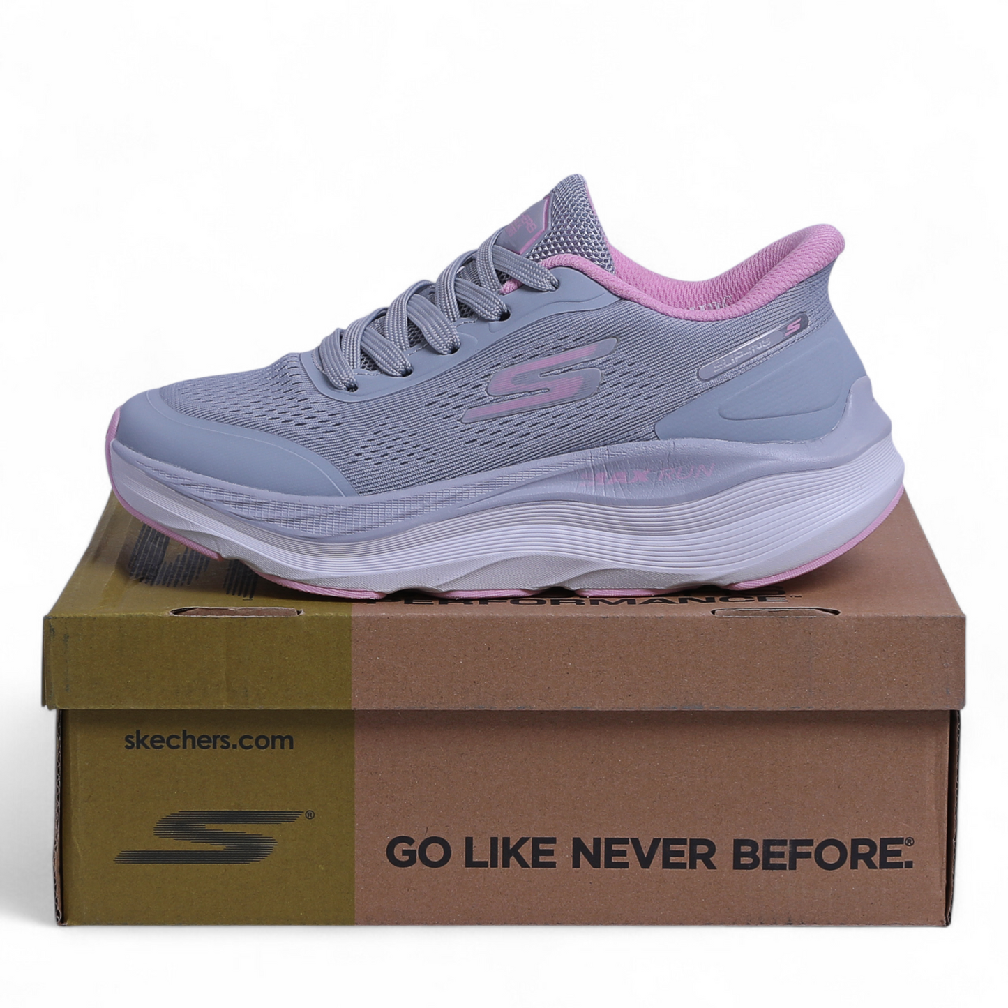 SKECHERS MAX-RUN SLIP-INS –  Comfort & Performance - W5 - in Grey×pink