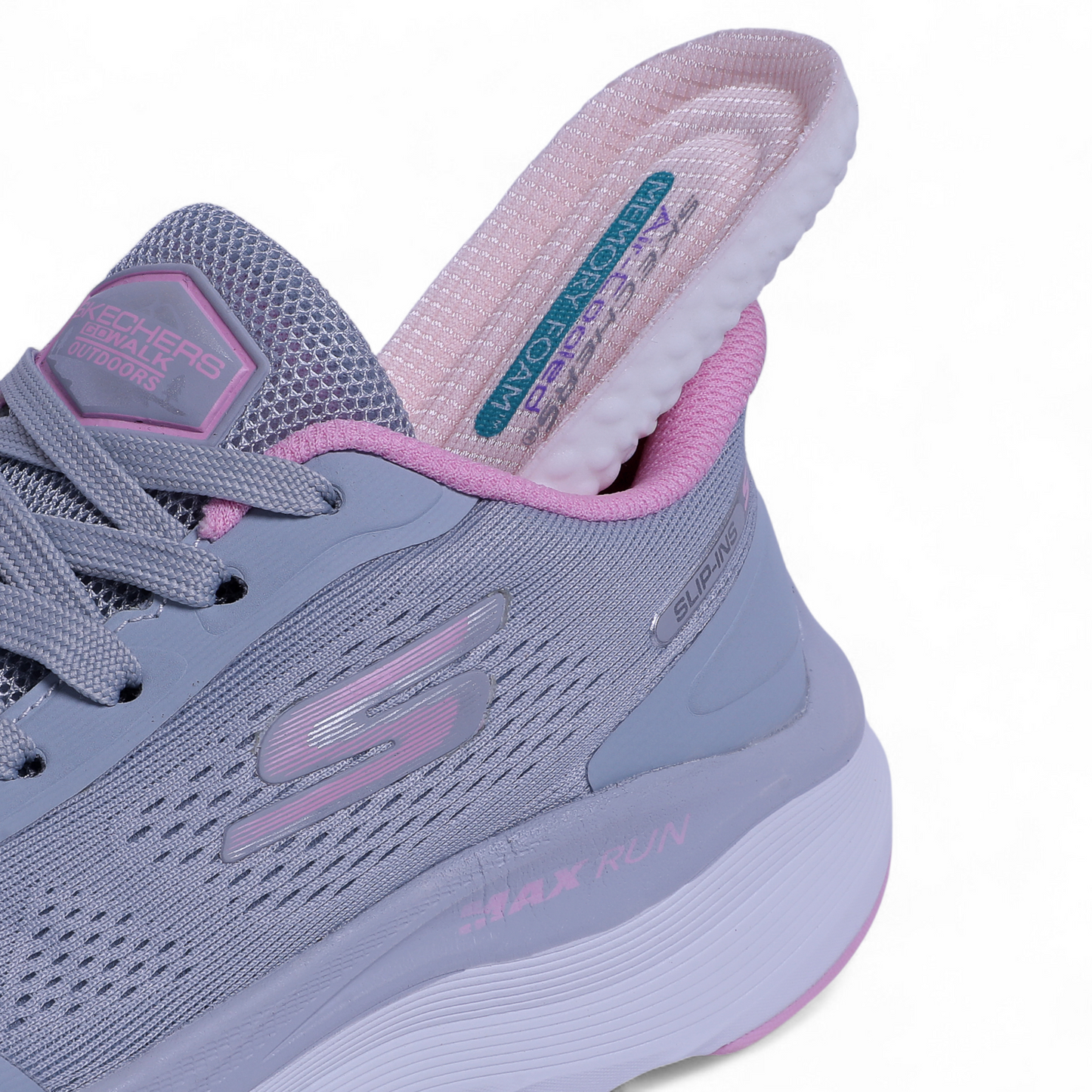 SKECHERS MAX-RUN SLIP-INS –  Comfort & Performance - W5 - in Grey×pink