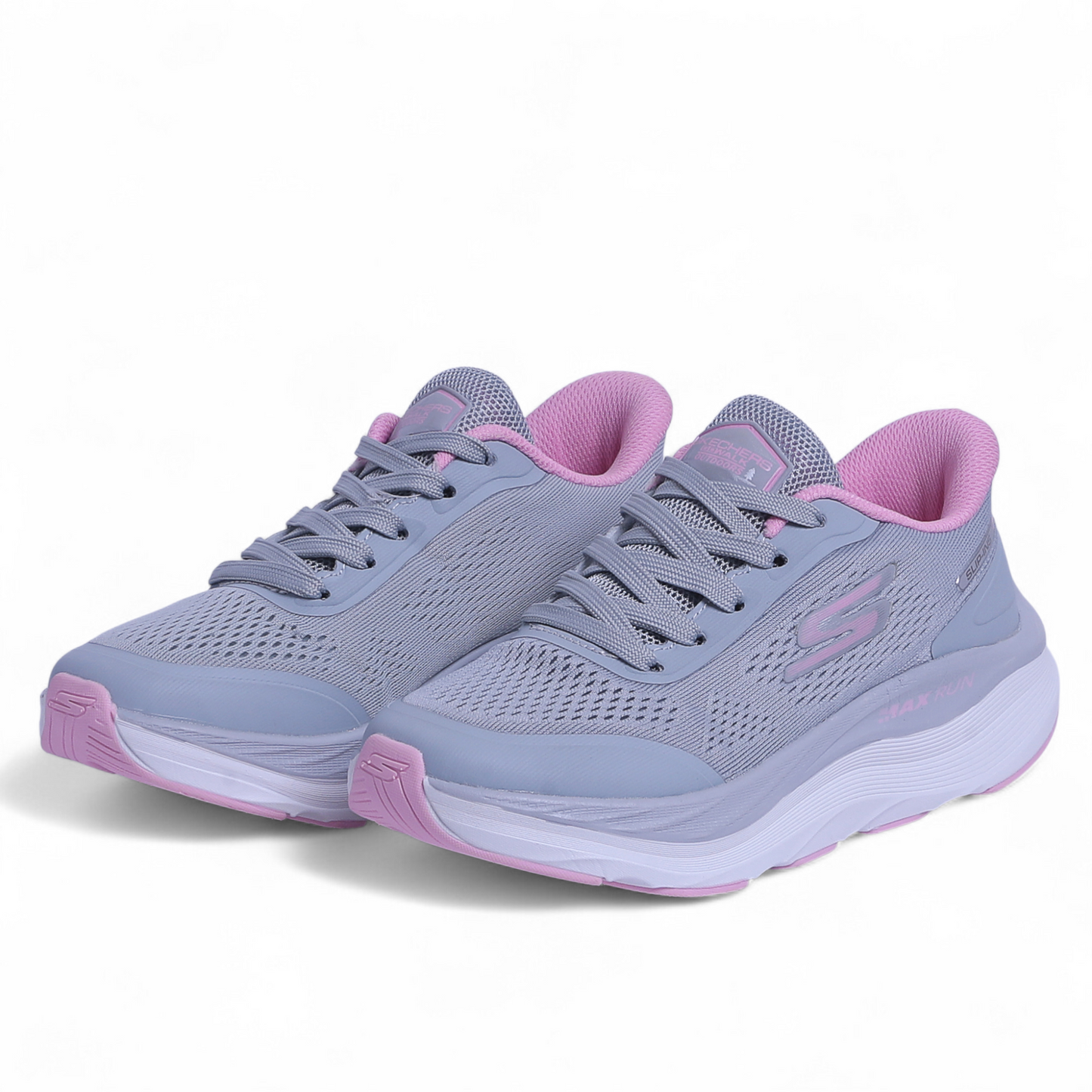 SKECHERS MAX-RUN SLIP-INS –  Comfort & Performance - W5 - in Grey×pink