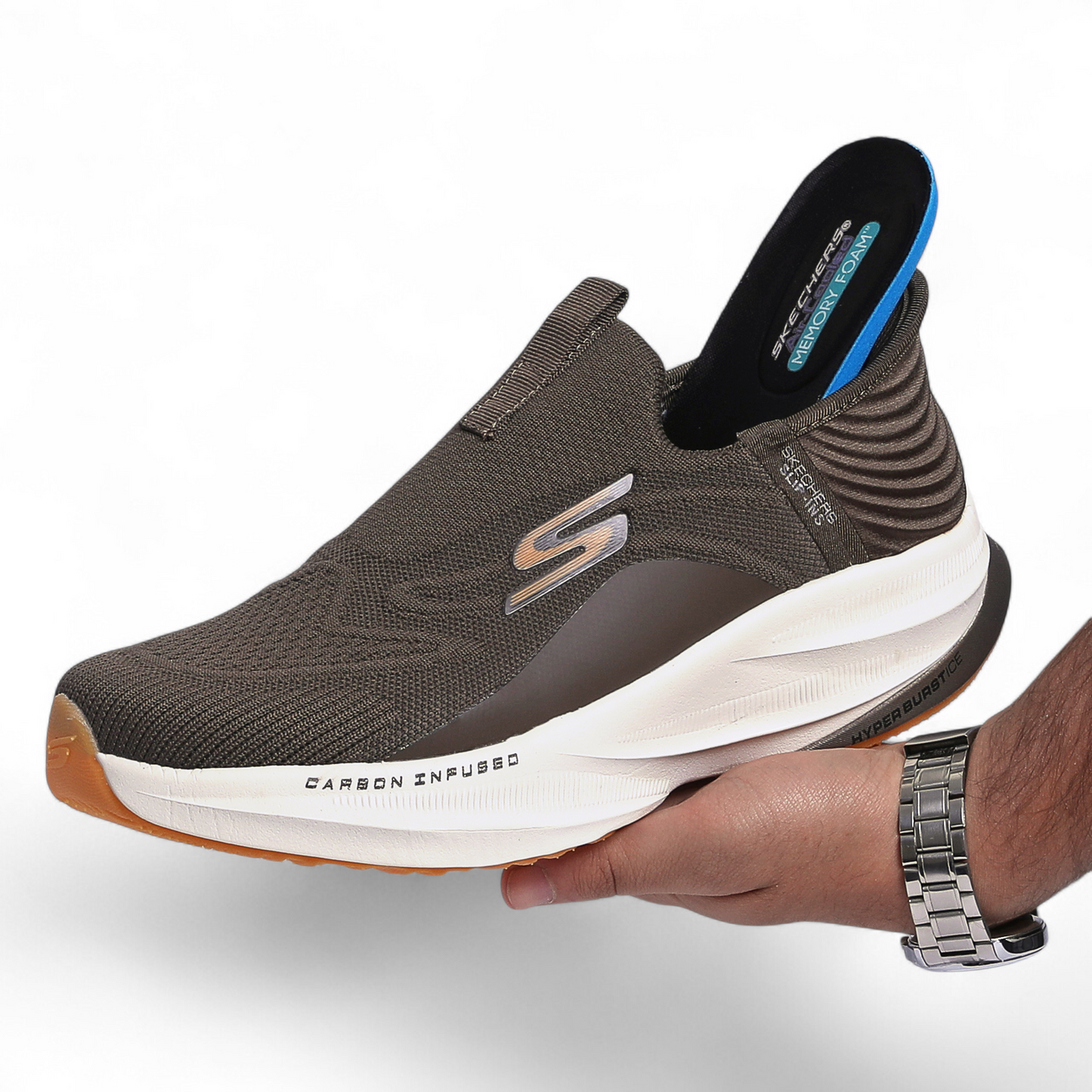 Skechers Slip-Ins – Hyper Burst • Carbon Infused • Goodyear HyperArc Comfort - S4 - in Brown