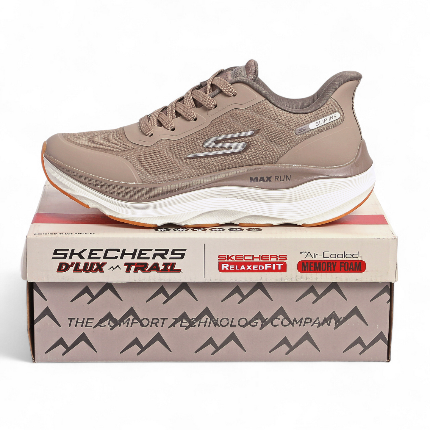 SKECHERS MAX-RUN SLIP-INS –  Comfort & Performance - GR - in Beige