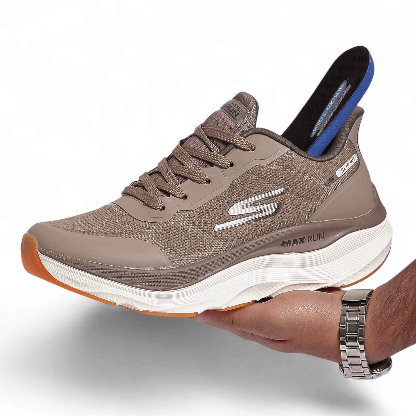 SKECHERS MAX-RUN SLIP-INS –  Comfort & Performance - GR - in Beige