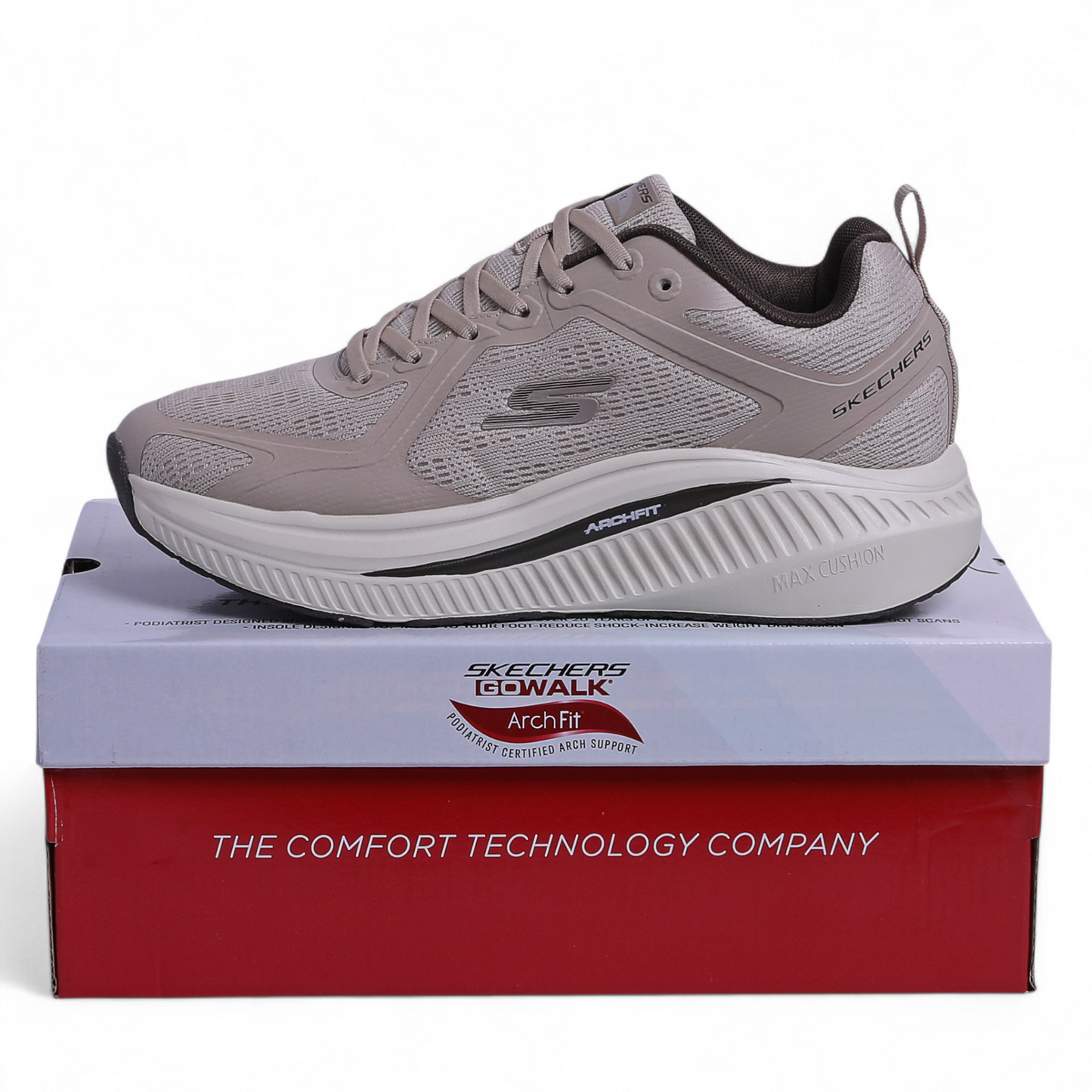 Skechers Go Run Max Cushioning Arch Fit – Superior Comfort & Support - CU - in Beige