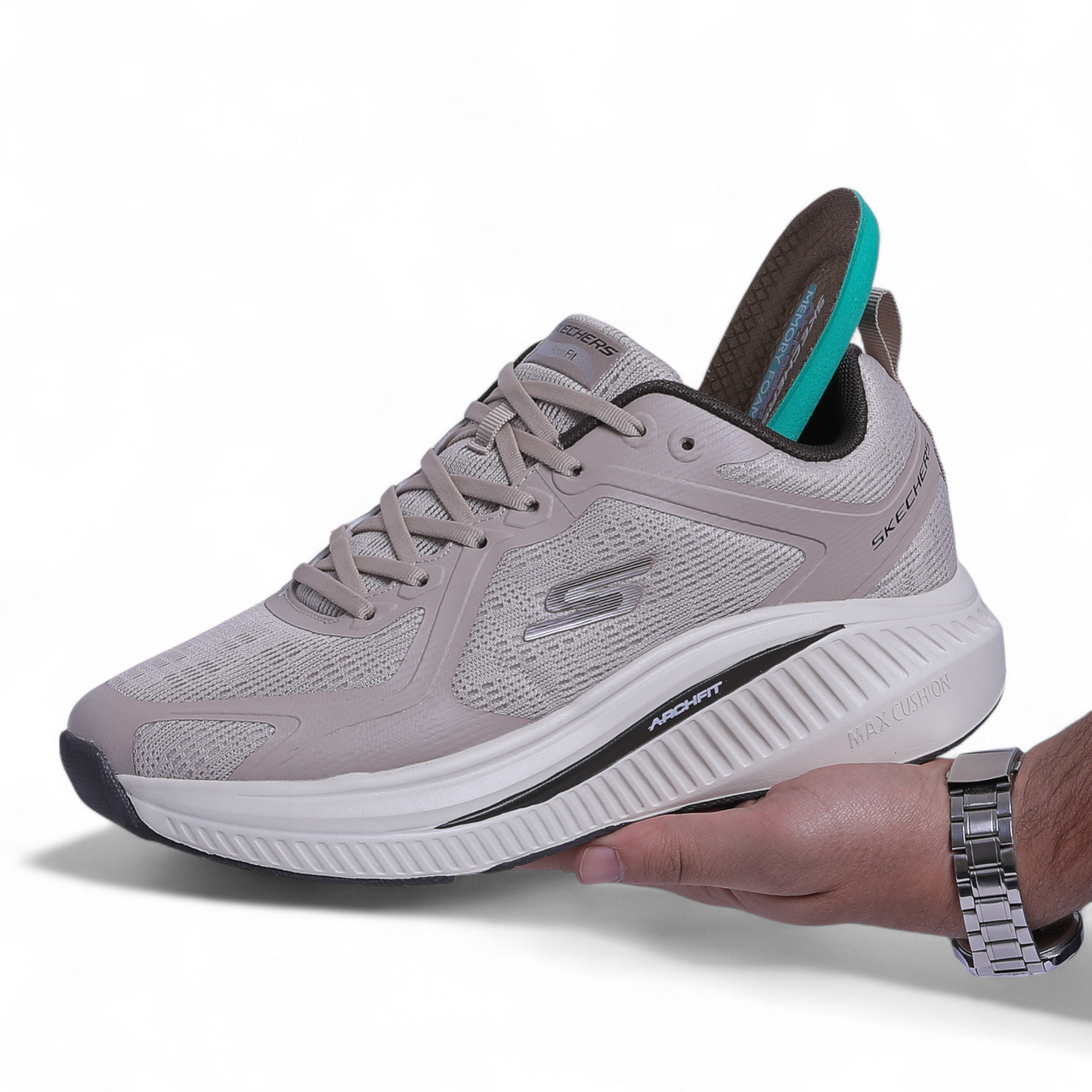 Skechers Go Run Max Cushioning Arch Fit – Superior Comfort & Support - CU - in Beige