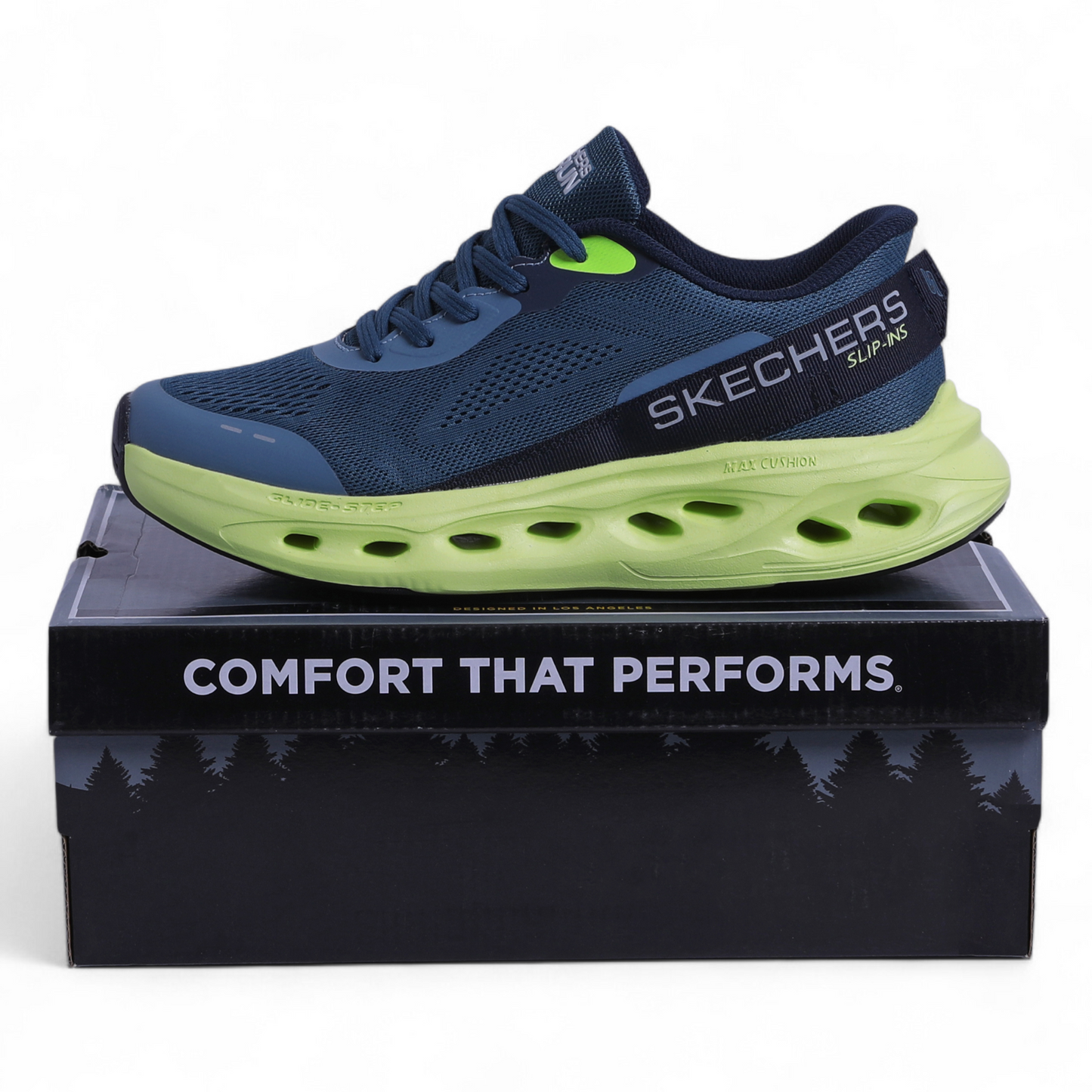 Skechers MAX CUSHIONING GLIDE-STEP – Smooth Comfort & Everyday Performance - EB - in Blue