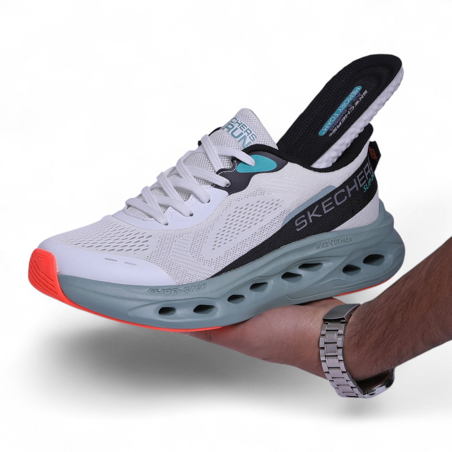 Skechers MAX CUSHIONING GLIDE-STEP – Smooth Comfort & Everyday Performance - EB - in White