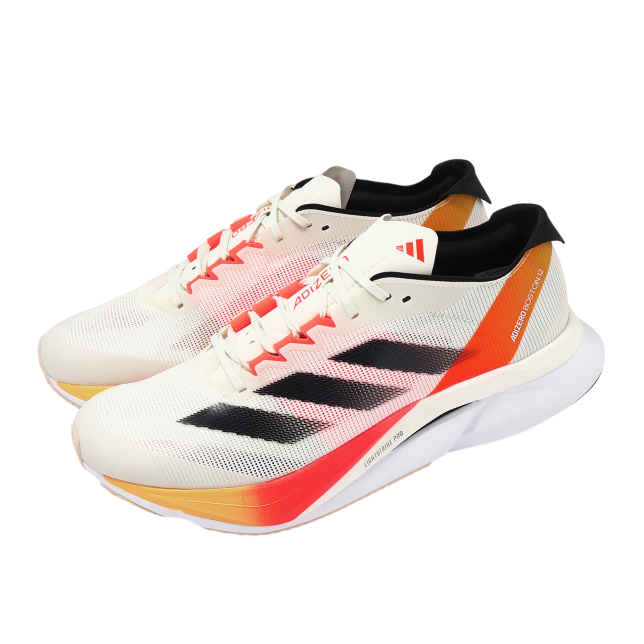 Adidas Adizero Boston 12 - Performance Running Shoes - TON - in White×orange