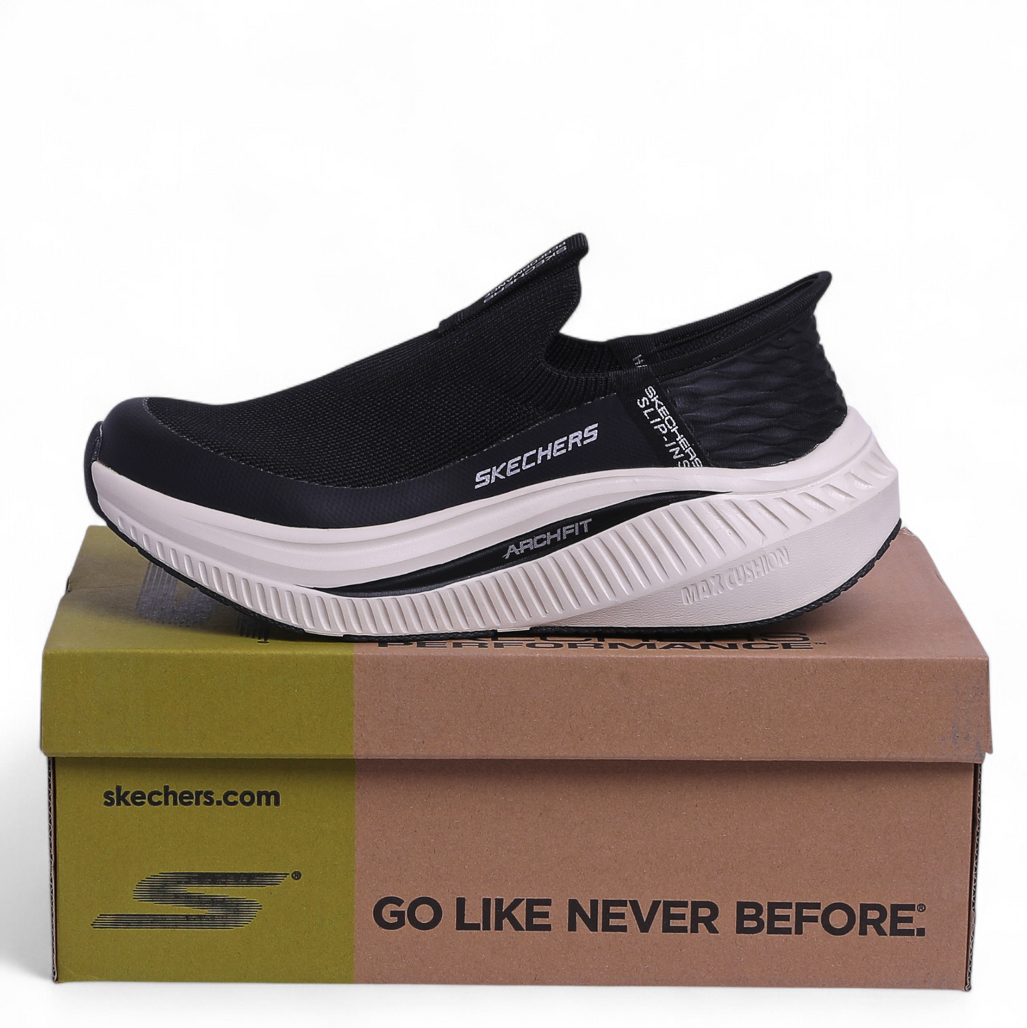 Skechers Arch Fit Max Cushion Slip-Ins – All-Day Comfort with Easy Slip-In Design - ERS - in Black