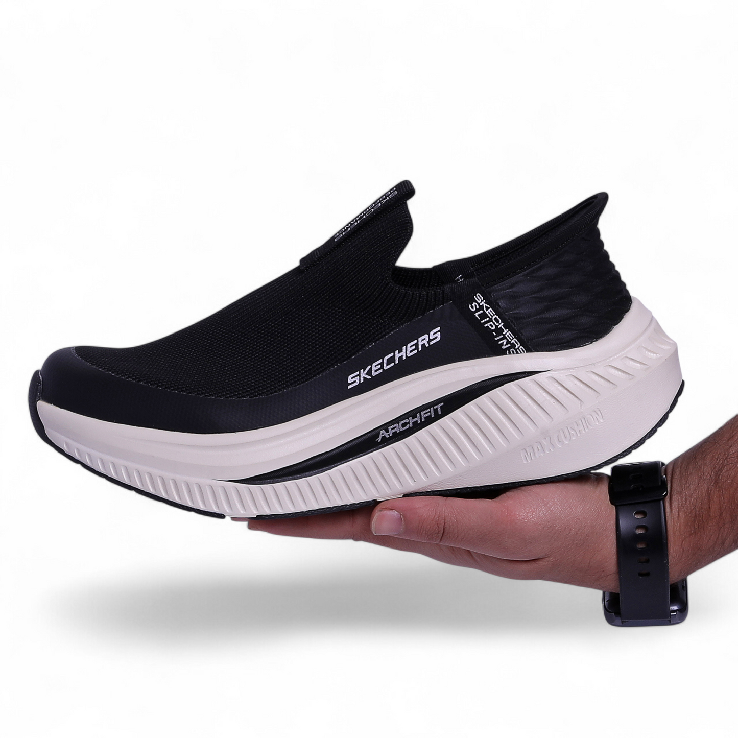 Skechers Arch Fit Max Cushion Slip-Ins – All-Day Comfort with Easy Slip-In Design - ERS - in Black