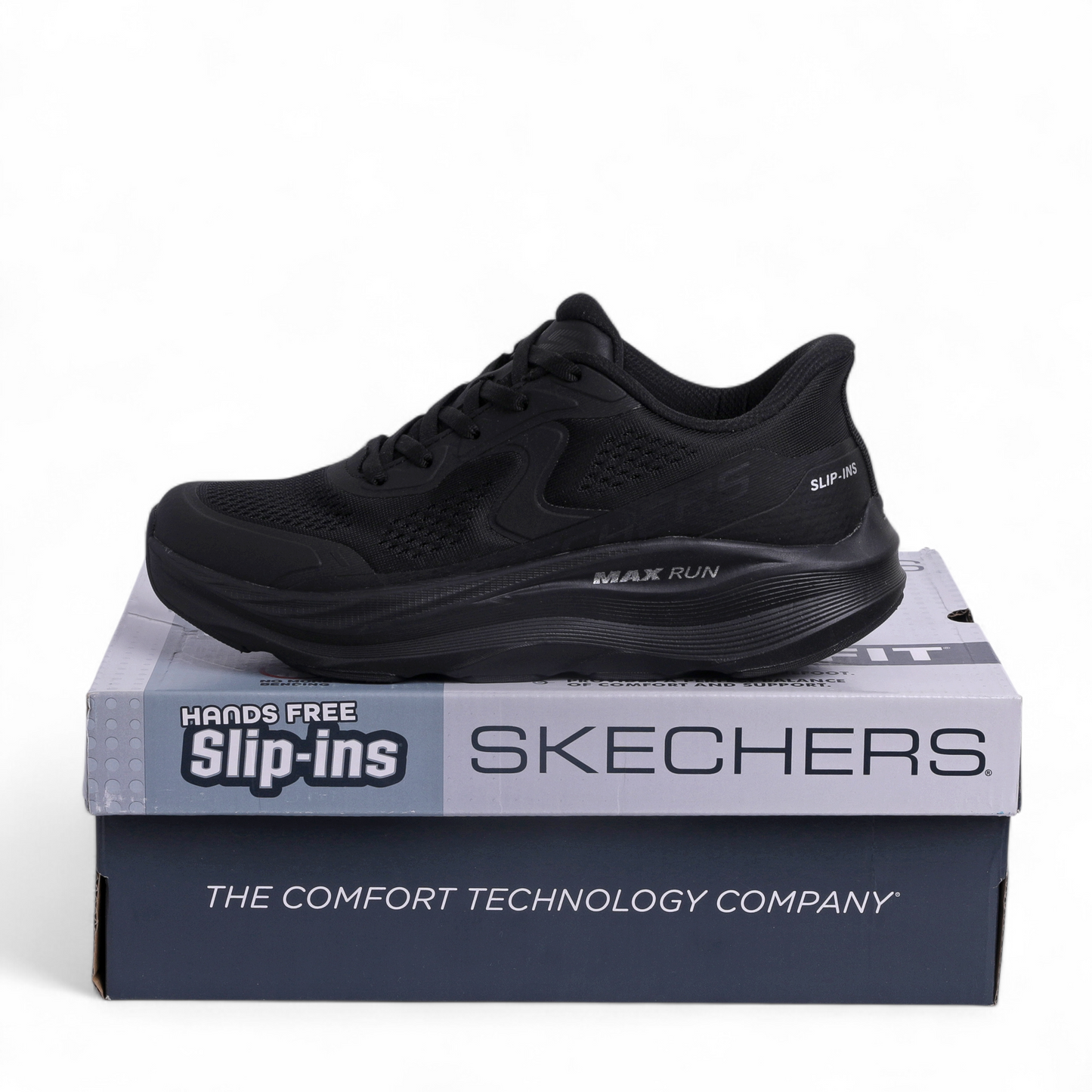 SKECHERS MAX-RUN SLIP-INS – GOODYEAR M-STRIKE Comfort & Performance - YN - in Black