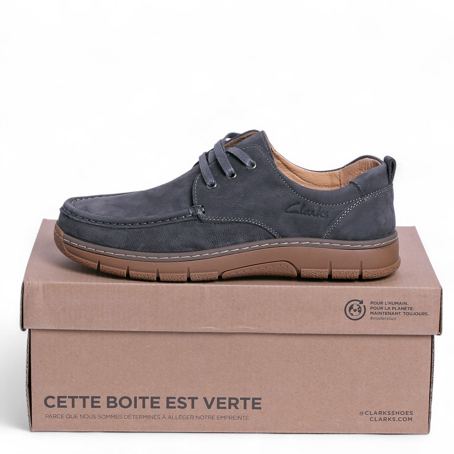 Clarks-Inspired Casual Leather Shoes – Classic Comfort & Timeless Style - AKS - in Grey