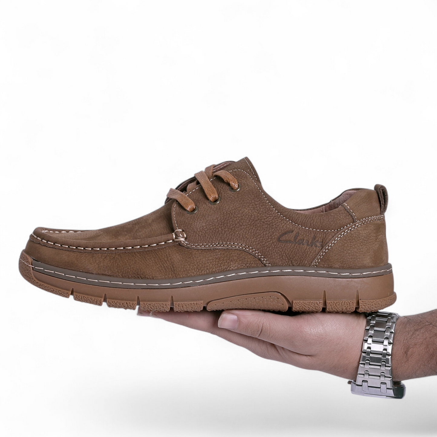 Clarks-Inspired Casual Leather Shoes – Classic Comfort & Timeless Style - AKS - in Havana