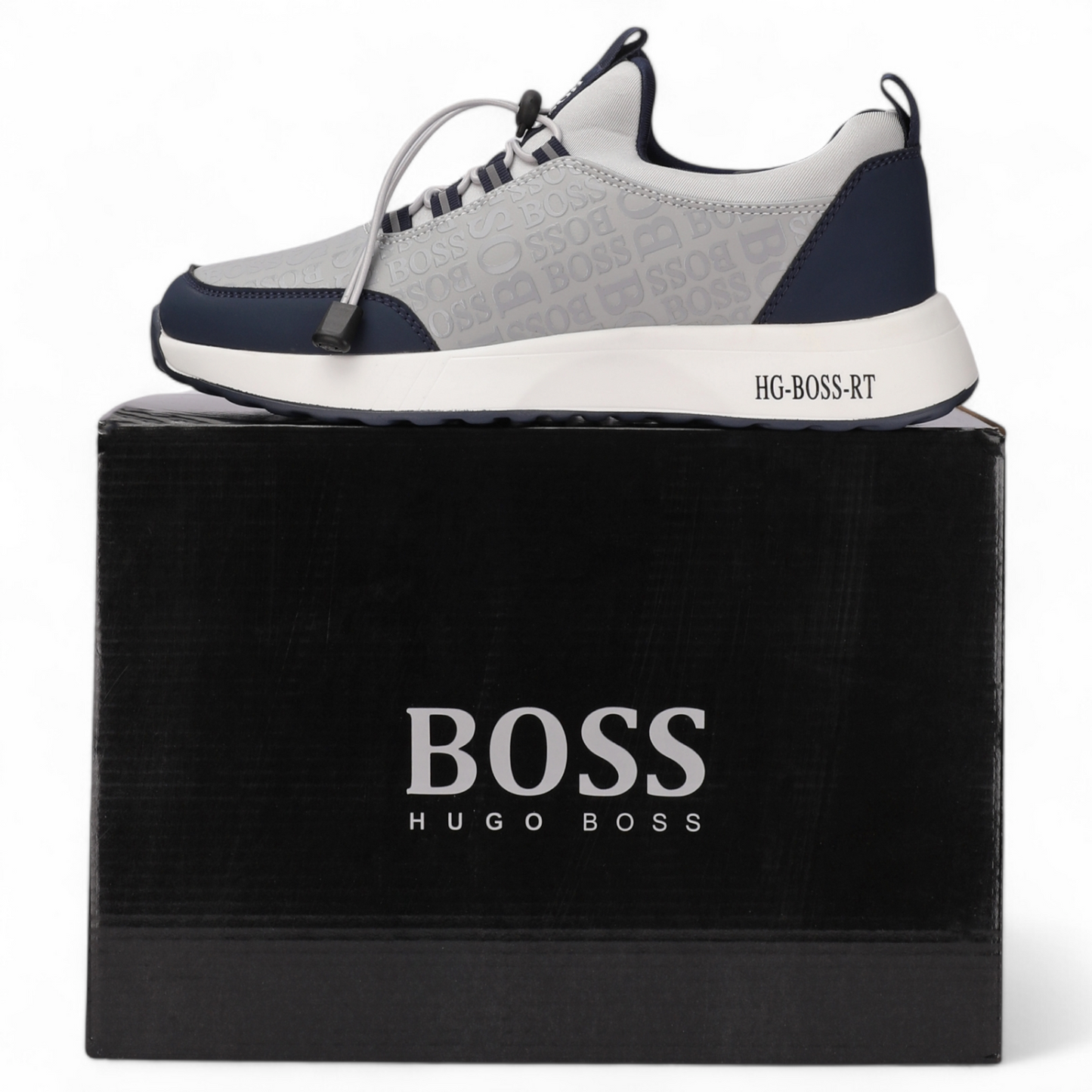 Boss men's casual sneakers KL - in grey×navy