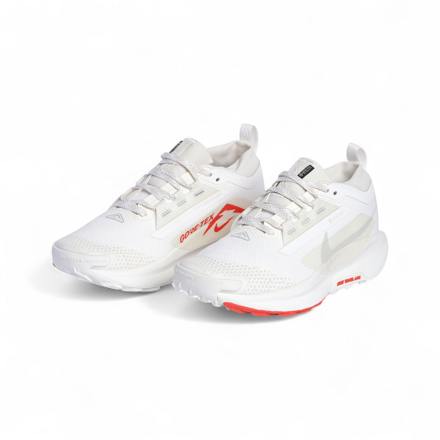 White sneakers with red accents on a white background