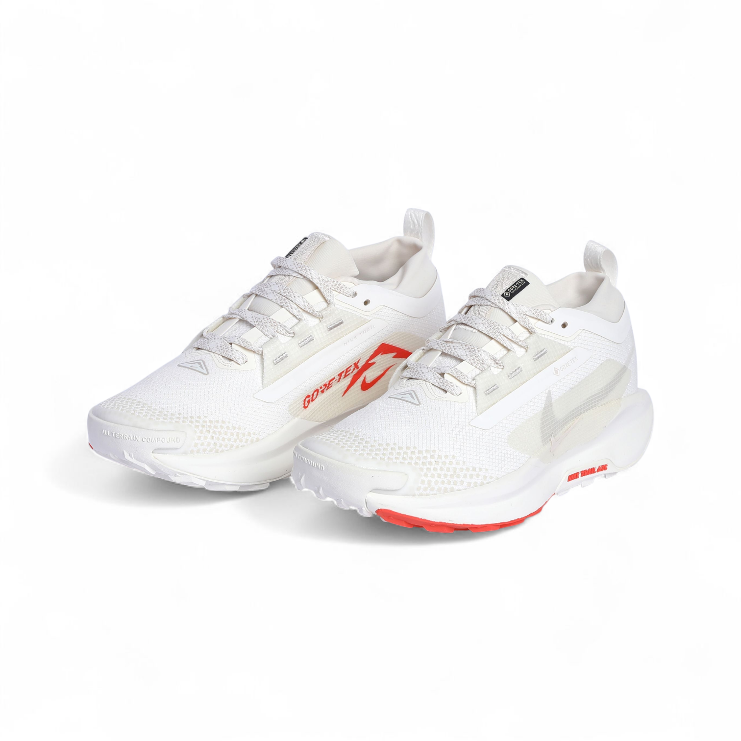 White sneakers with red accents on a white background