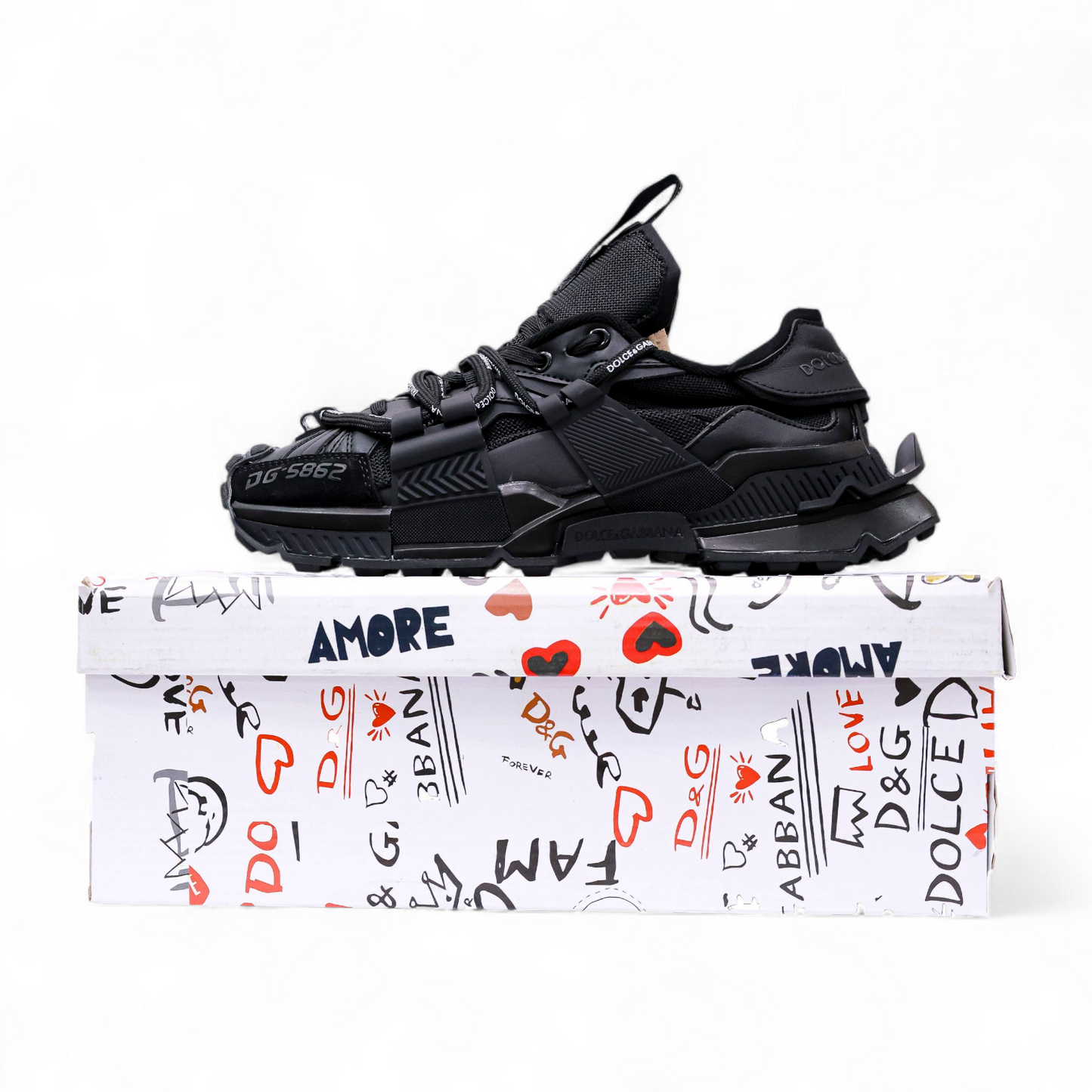 Men’s Dolce & Gabbana Low Top Space Lace Up Sneakers DG - in Black