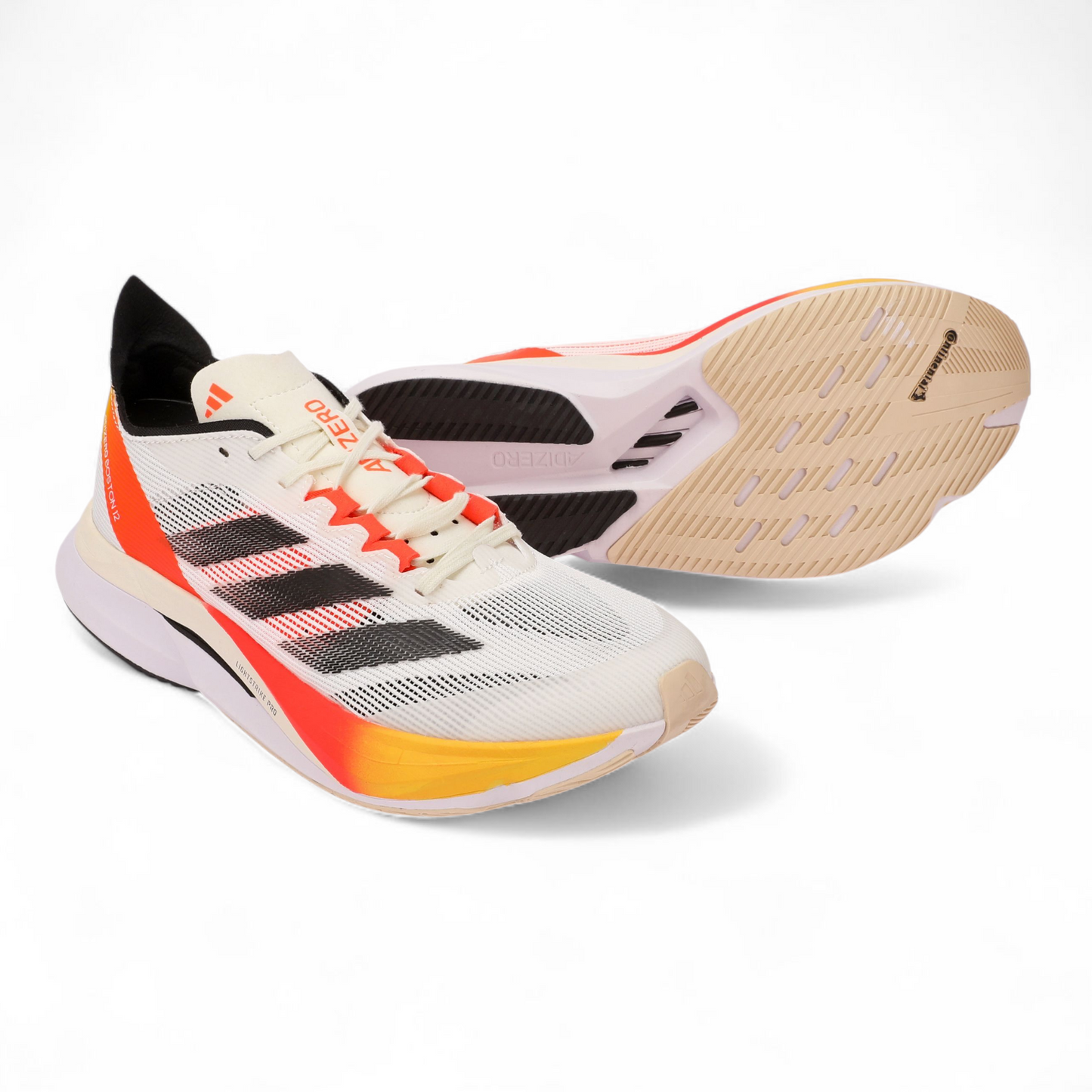 Adidas Adizero Boston 12 - Performance Running Shoes - TON - in White×orange